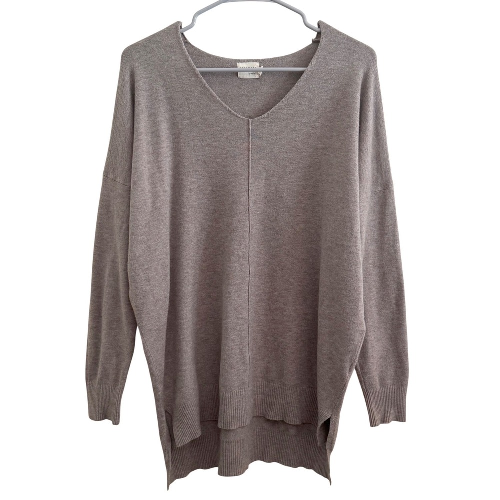 Dreamers By Debut Taupe V-Neck High-Low Tunic Sweater S/M